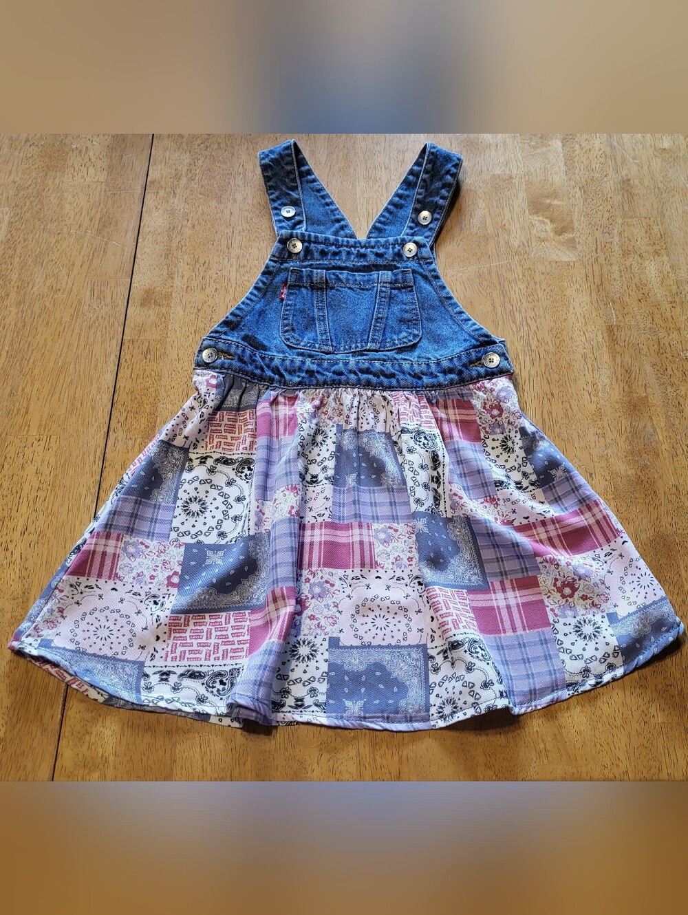 Levi's Girls Denim Patchwork Jumper Dress (Size 4 XS)